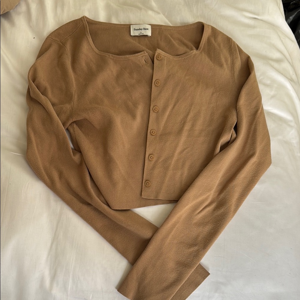Sunday Best Tan Cropped Cardigan